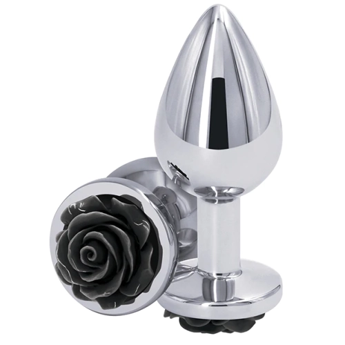 Plug Anal Medium Cromado Negro