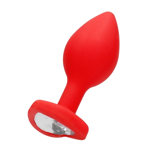 Plug Anal Rojo con Corazón de Diamante - Regular