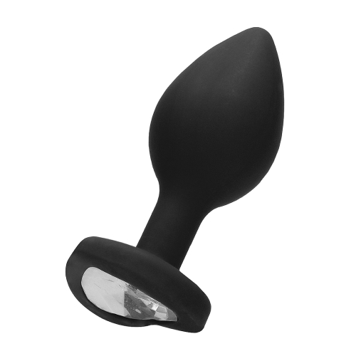 Plug Anal Negro con Corazón de Diamante - Grande