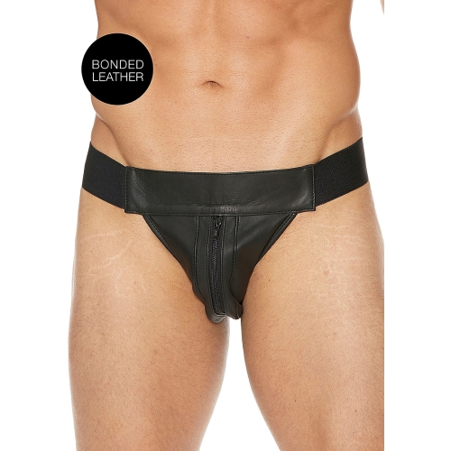 Calzoncillo Cuero con Cremallera L/XL Negro