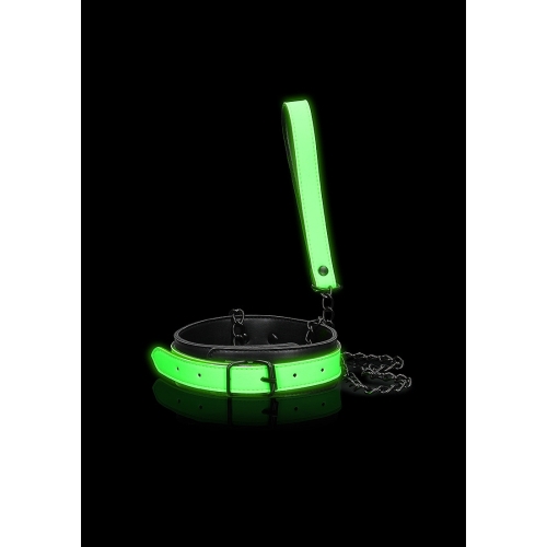Collar y correa fetiche fluorescentes