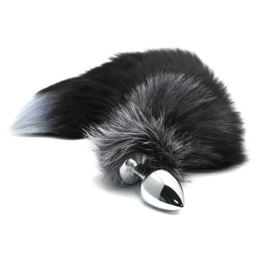 AL. Black &amp; White Fox Tail L