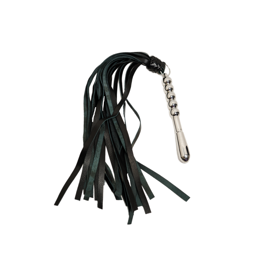 Flogger Cuero con Mango Acero Inoxidable